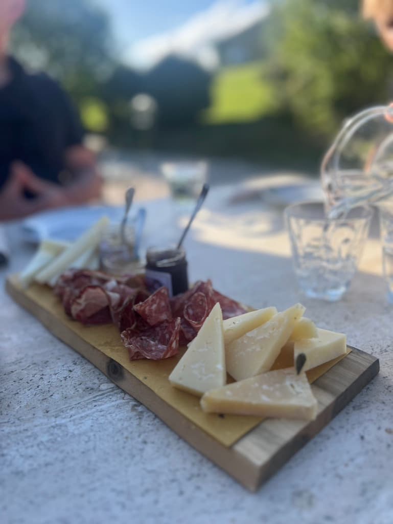 Tuscan charcuterie board with salumi and aged pecorino