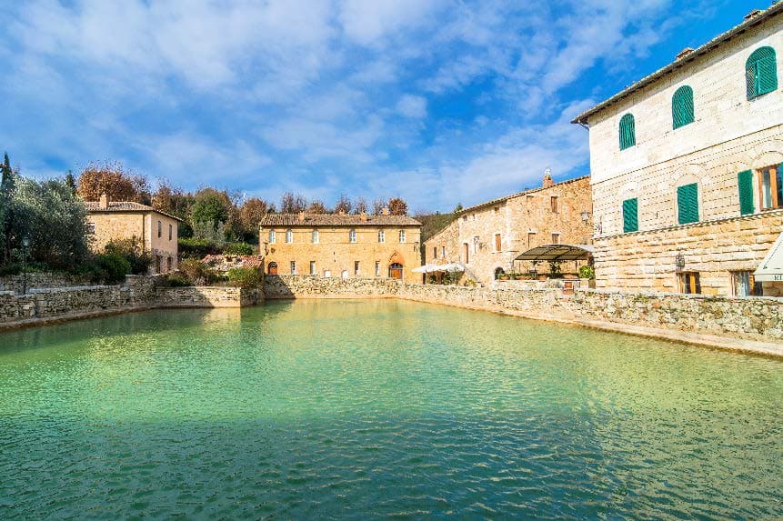The thermal pool piazza in Bagno Vignoni, Tuscany
