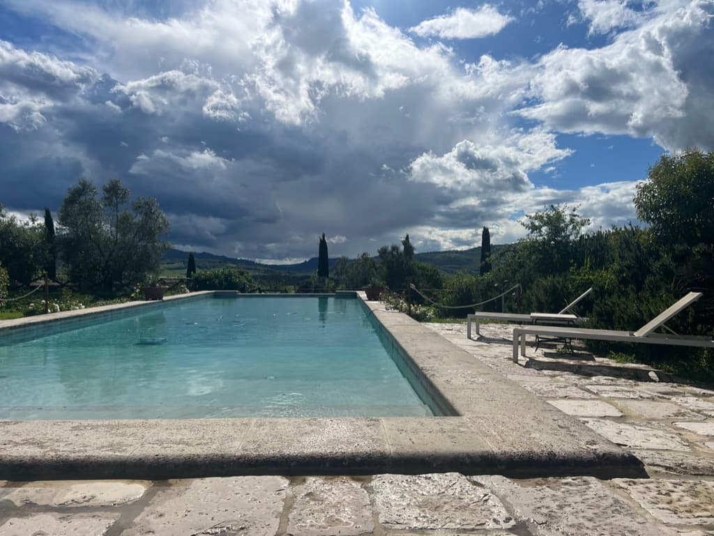 Private pool with Val d'Orcia views